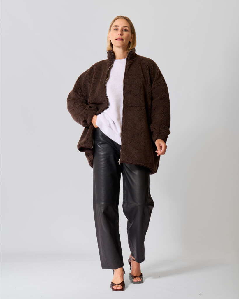 Fenne Leren Pantalon Zwart