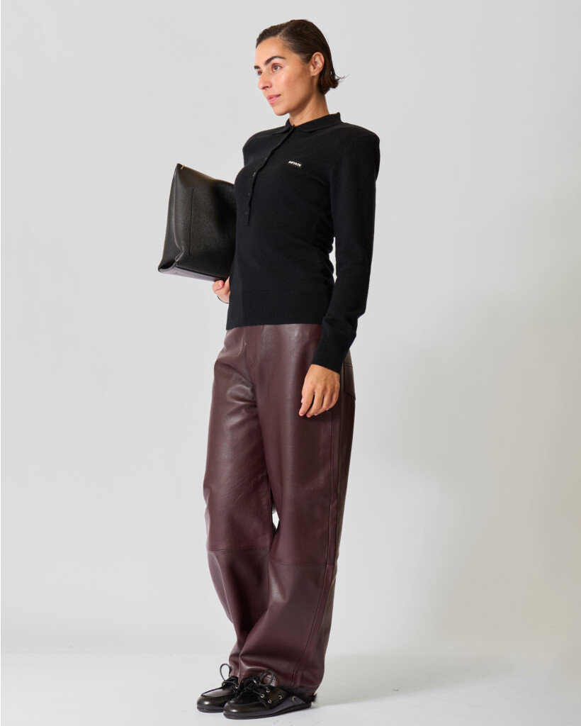 Dali Barrel Jeans Brown Raw Leather