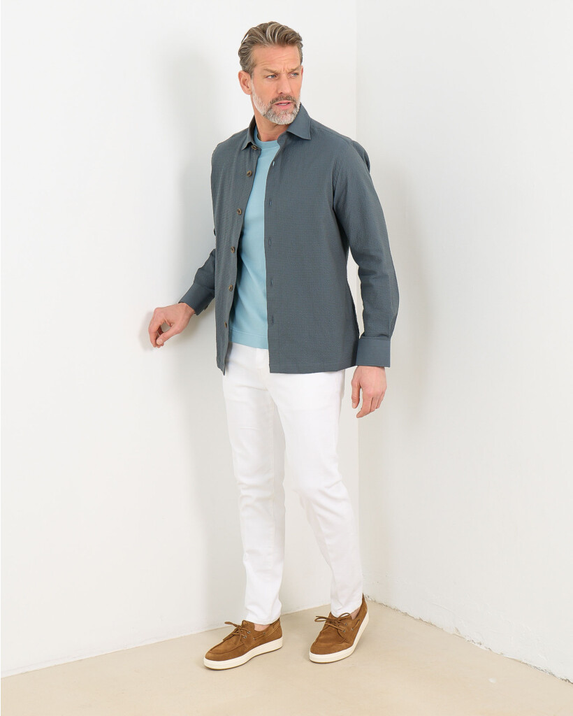 Strech Katoen Overshirt Groen 