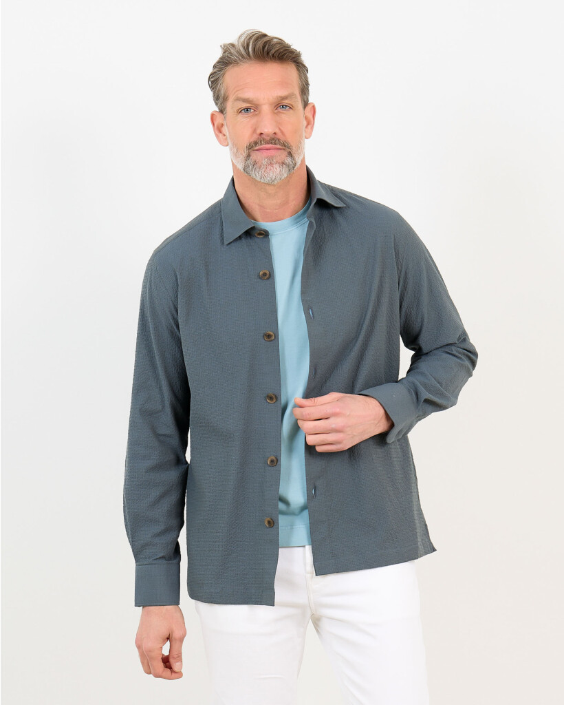 Strech Katoen Overshirt Groen 