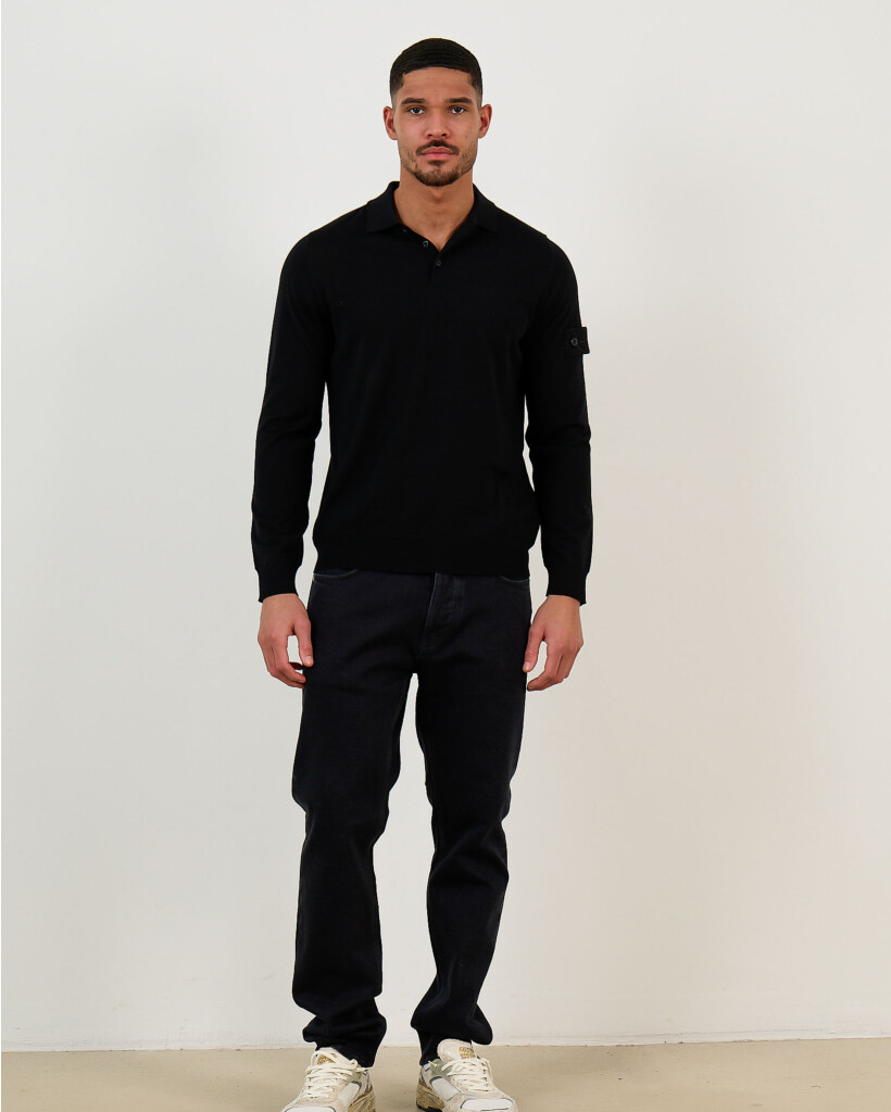 5100076 Ghost Polo Pullover Lange Mouw Black