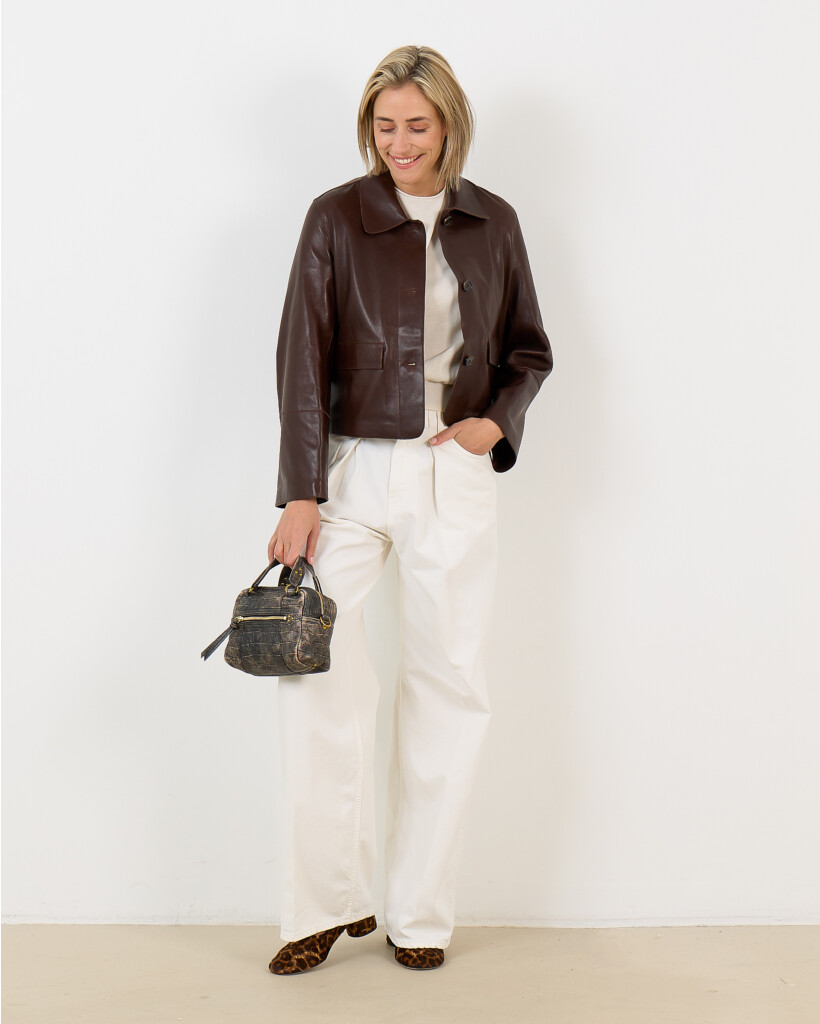 FEM Vintage Vegetal leren Jacket Mud Brown
