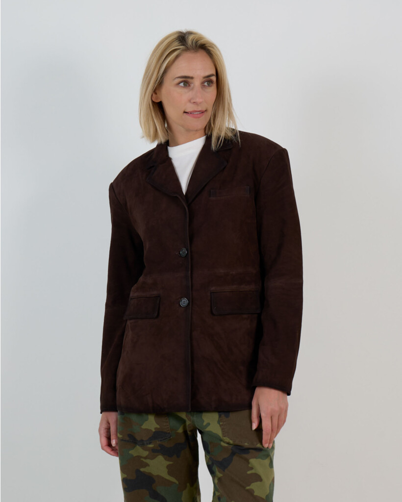 Jill Suede Blazer Donker Bruin