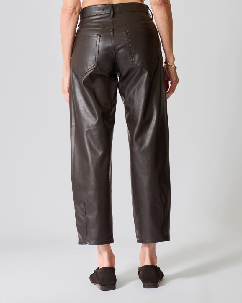 Elin Faux Leren Cropped Barrel Diep Bruin
