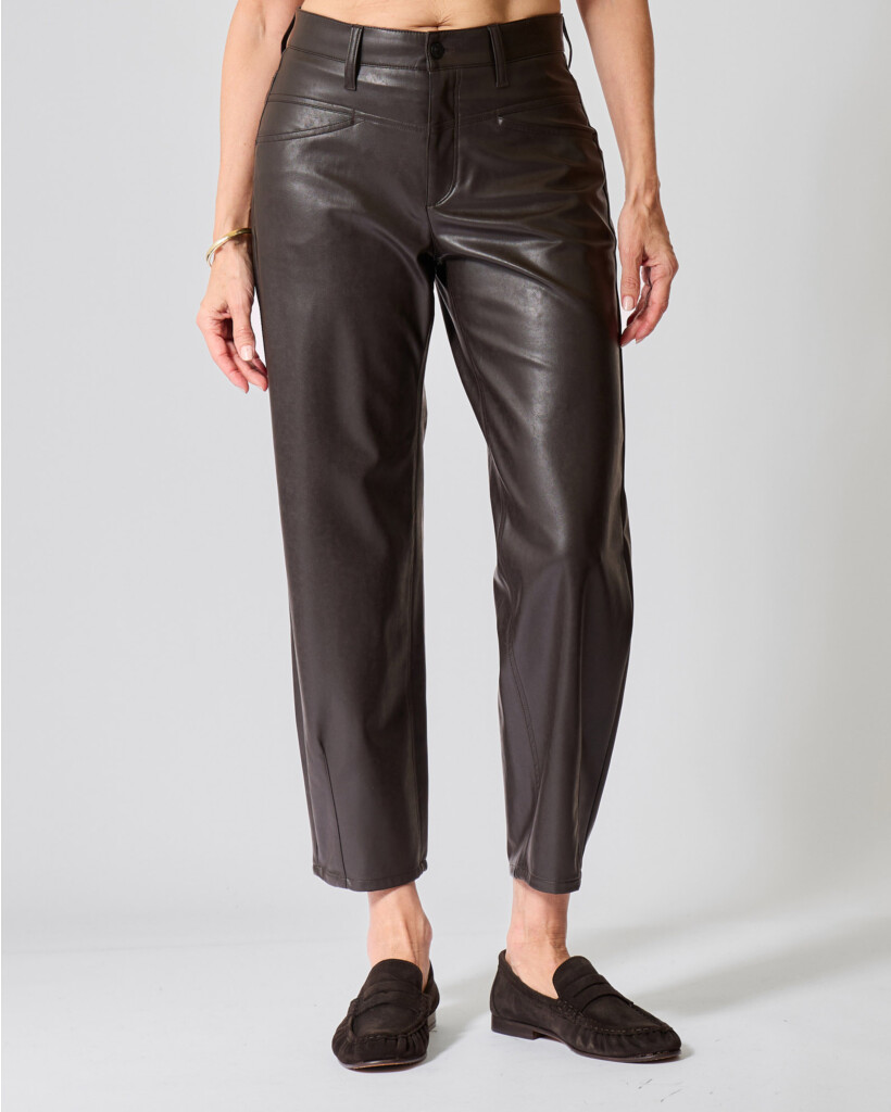Elin Faux Leren Cropped Barrel Diep Bruin