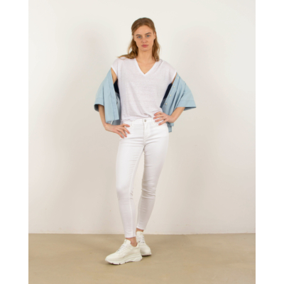 LUTZ  Linnen T-shirt white