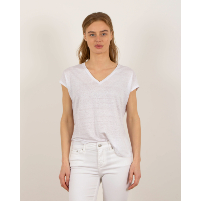LUTZ  Linnen T-shirt white