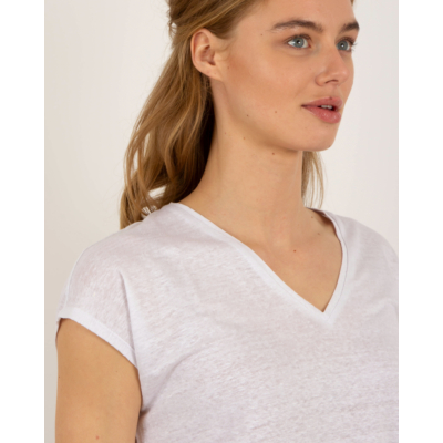 LUTZ  Linnen T-shirt white