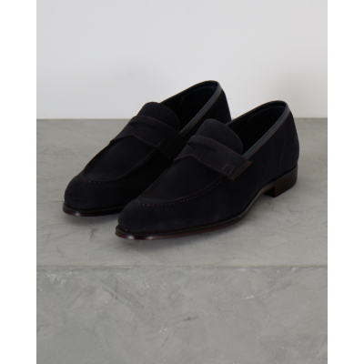 Crockett & Jones Loafer Teign Donker Blauw Suede
