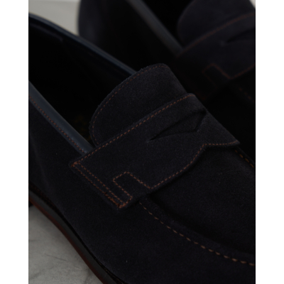 Crockett & Jones Loafer Teign Donker Blauw Suede