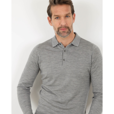 John Smedley Poloshirt Belper Merino Grey