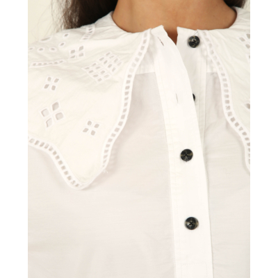 Ganni Oversized Broderie Angelaise Midi jurk