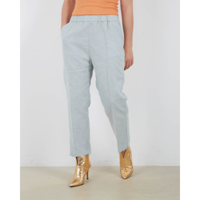 Forte Forte Linen Tweed Elasticated pantalon celeste