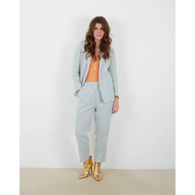 Forte Forte Linen Tweed Elasticated pantalon celeste