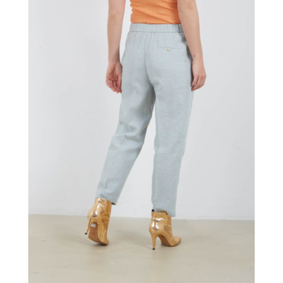 Forte Forte Linen Tweed Elasticated pantalon celeste