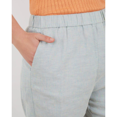 Forte Forte Linen Tweed Elasticated pantalon celeste