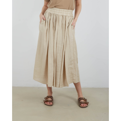 Aspesi Linnen Midi Rok Sand