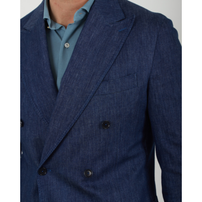 De Petrillo Denim Colbert Double Breasted