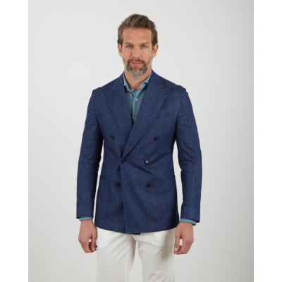 De Petrillo Denim Colbert Double Breasted