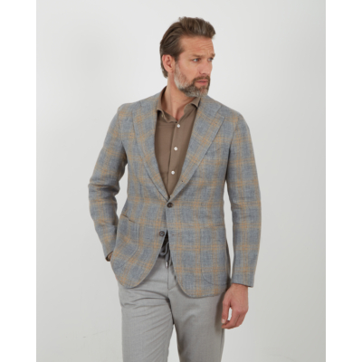Orazio Luciano Colbert Single Breasted Grey Camel Check