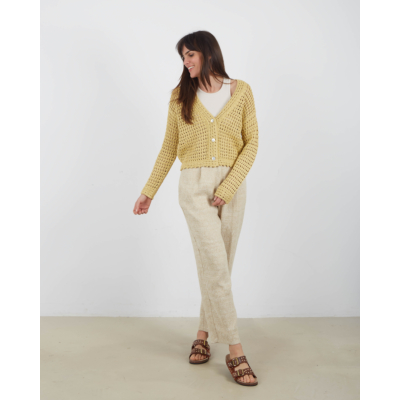 Vince Crochet Cardigan Sweater Warm Sand