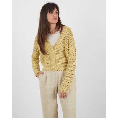 Vince Crochet Cardigan Sweater Warm Sand