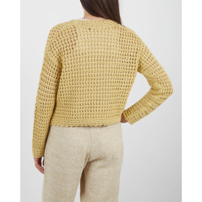 Vince Crochet Cardigan Sweater Warm Sand