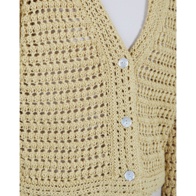 Vince Crochet Cardigan Sweater Warm Sand