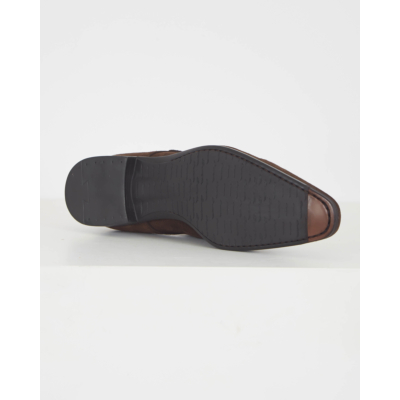 Santoni  Brown Suede Monk Strap Shoe