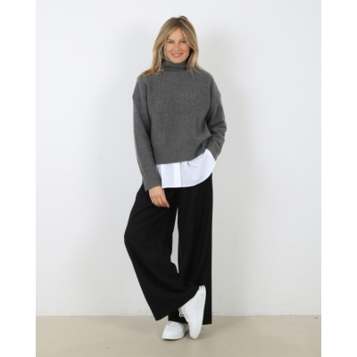 People's Republic of Cashmere Pullover ribbed col grey