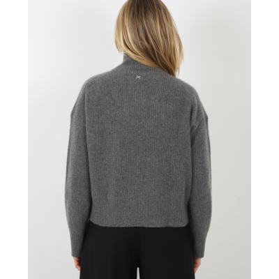 People's Republic of Cashmere Pullover ribbed col grey