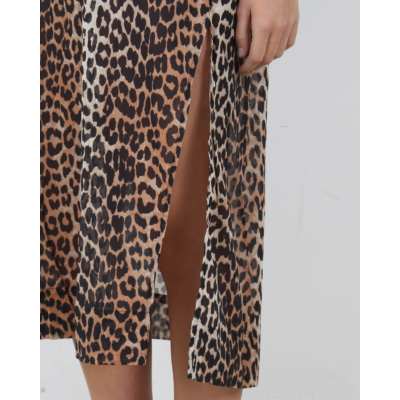 Ganni Long Kaftan Dress Leopard