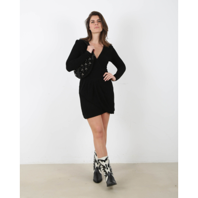 Iro Upwood Lurex V-neck Dress Black