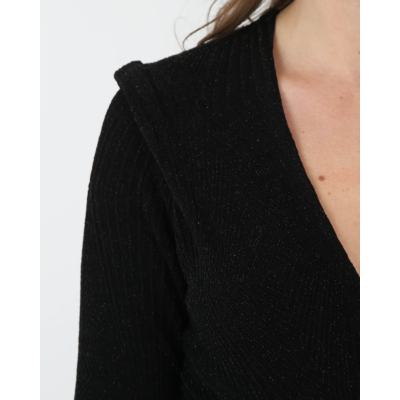 Iro Upwood Lurex V-neck Dress Black