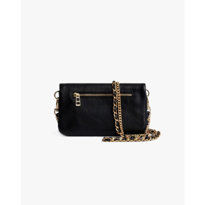 Zadig & Voltaire Rock Nano Grained Clutch Black Gold