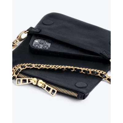 Zadig & Voltaire Rock Nano Grained Clutch Black Gold