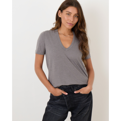 Zadig & Voltaire T-shirt Wassa Strass Dots Gris Moyen