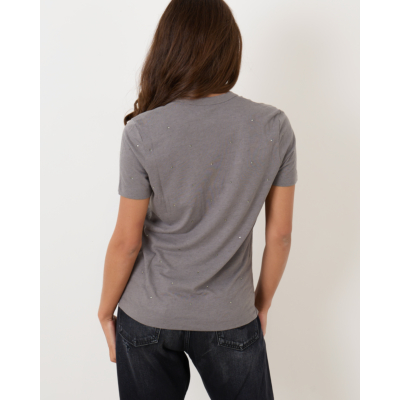 Zadig & Voltaire T-shirt Wassa Strass Dots Gris Moyen