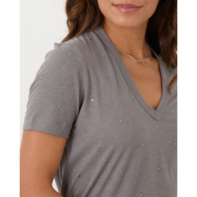 Zadig & Voltaire T-shirt Wassa Strass Dots Gris Moyen