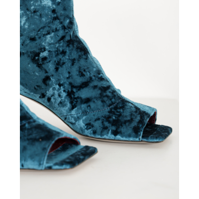 Morobé Luz Enkellaarsje Petrol Velours