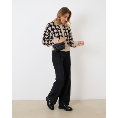 Closed Jacquard Cardigan Beige Black