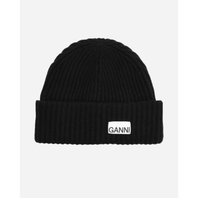 Ganni Rib Beanie Black