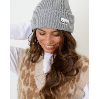 Ganni Rib Beanie Paloma Melange