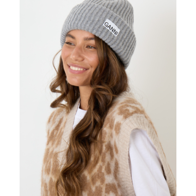 Ganni Rib Beanie Paloma Melange