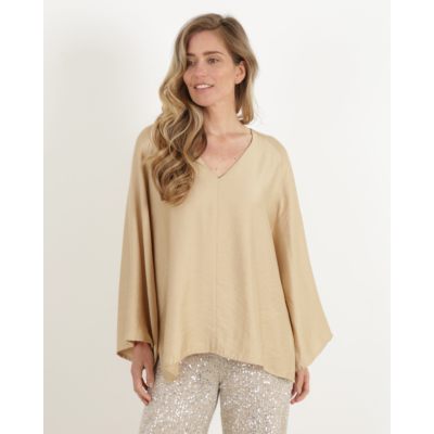 One and Other Carmen Blouse Camel