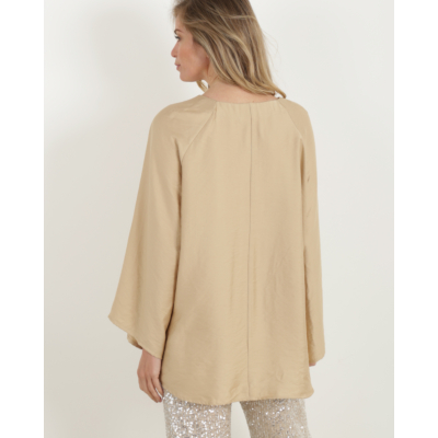 One and Other Carmen Blouse Camel