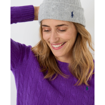 Ralph Lauren Cable Knit Beanie Soft Grey
