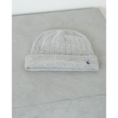 Ralph Lauren Cable Knit Beanie Soft Grey