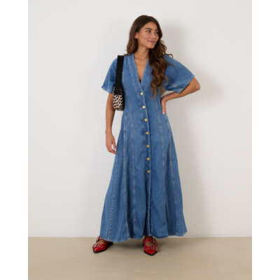 Ganni Denim Maxi Dress Blue