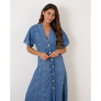 Ganni Denim Maxi Dress Blue